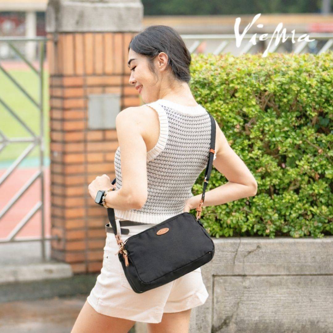 日系質感尼龍雙夾層兩用包-黑6002 日系質感尼龍雙夾層兩用包-黑6002