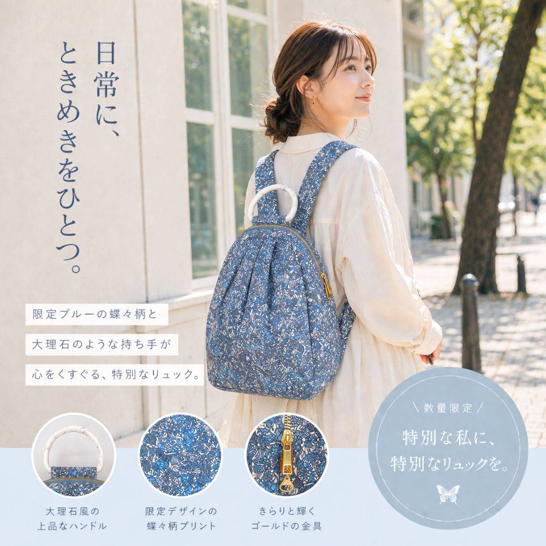 【獨家訂製】日系限量藍蝴蝶結寶石後背包(3539) 【獨家訂製】日系限量藍蝴蝶結寶石後背包(3539)