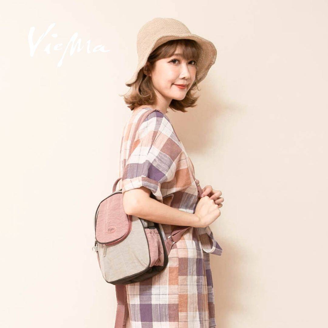 奈良水玉可加大後背包6L-小款豆沙粉9884 奈良水玉可加大後背包6L-小款豆沙粉9884