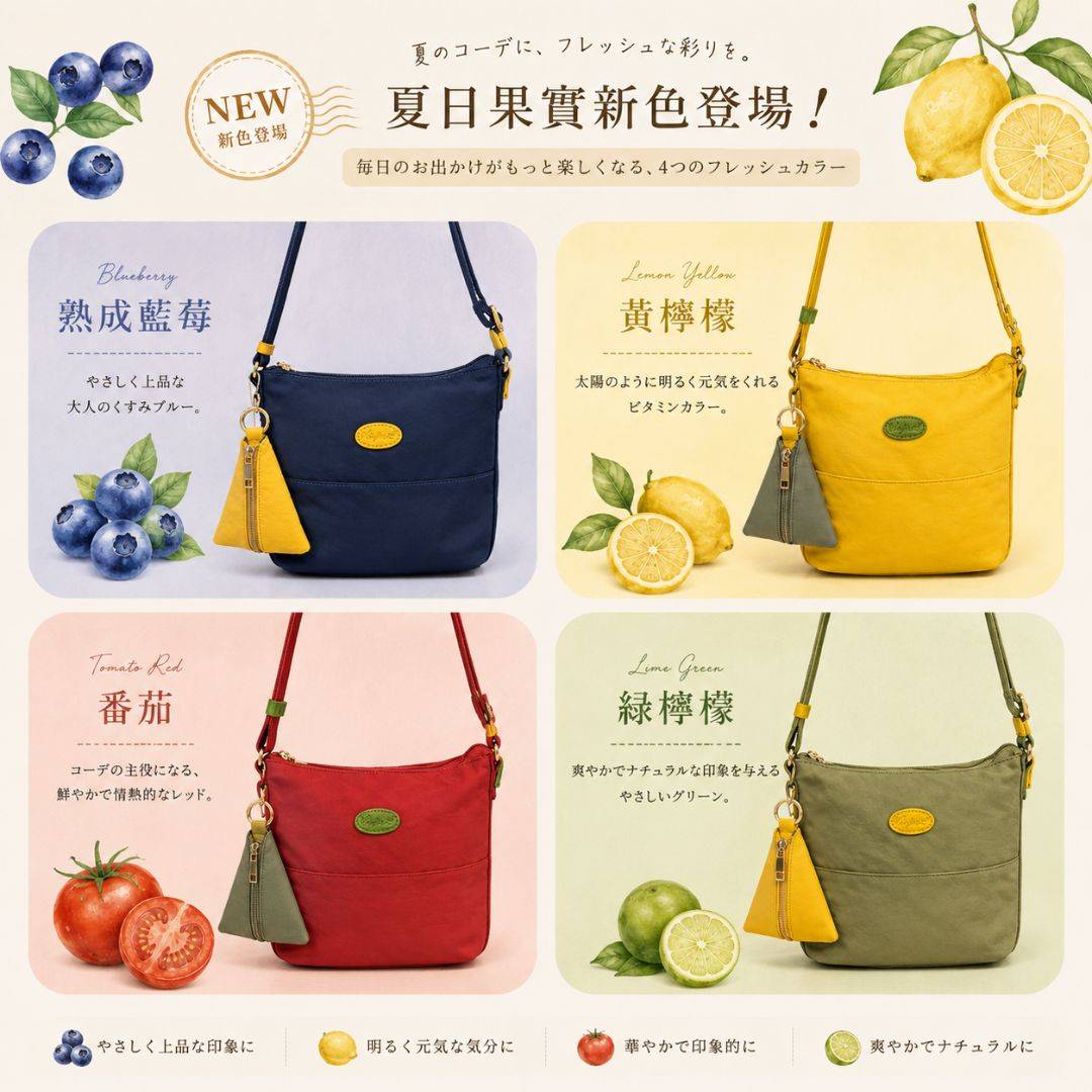 【夏日限定】日系直桶防盜隨身包-附零錢鑰匙包-果實四色(3656) 【夏日限定】日系直桶防盜隨身包-附零錢鑰匙包-果實四色(3656)