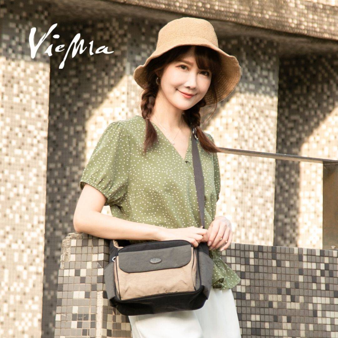 日系旅行船形牛角斜背包-灰配咖1661 日系旅行船形牛角斜背包-灰配咖1661